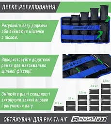 Обтяжувачі для ніг та рук набірні чорно-сині 0.5-2.5 кг (пара) EasyFit fit0024831 - мініатюра 5