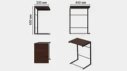 Столик Террі Ferrum-decor 650x440x330 Чорний метал ДСП Венге Магія 16 мм (FRD-105316) - мініатюра 6