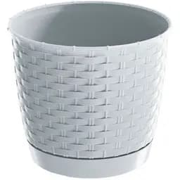 Горщик для квiтiв Prosperplast Ratolla круглий з пiдставкою, 220 мм, бiлий (70765-449)