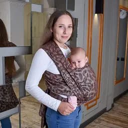 Слінг - шарф для дітей від народження жакардовий Розмір 6 (4,7 метри) шоколадний Feathers - мініатюра 5