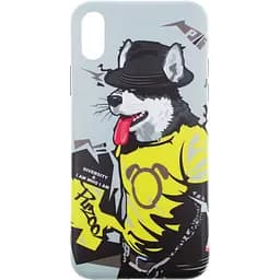 Чохол-накладка PUZOO TPU Glossy Surface IMD Hip Hop iPhone X RAP Alaskan Grey