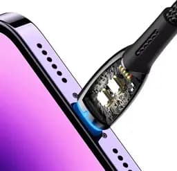 Кабель Baseus Glimmer Series Fast Charging Cable USB to Lightning 2.4A 2m CADH000301 Black - мініатюра 6