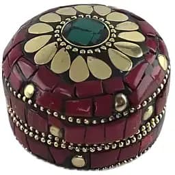 Скринька металева з коралами та бірюзою 3.2х4.7 см