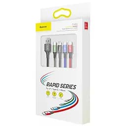 Кабель Baseus Fast 4 in 1 Cable For iP + Type-C 2 + Micro 3.5A 1.2 м Чорний - мініатюра 2