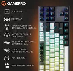 Клавиатура игровая механическая GamePro MK-124-G Genesis Joker Pro Outemu Red Switch Wireless/Bluetooth/USB - мініатюра 4