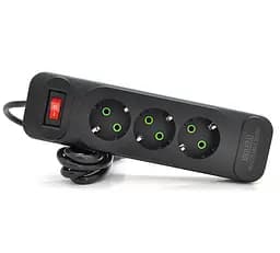 Сетевой фильтр удлинитель Voltronic F-23, 3 розетки EU, 2 м, 3х0,75мм, 2500W, Black - мініатюра 1