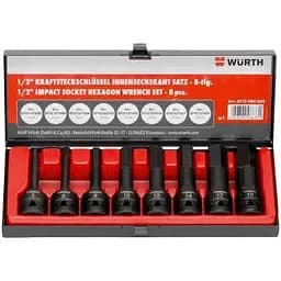 Набор головок торцевых Wurth ударных удлиненных 1/2IN-Hexagon 8 шт. (0715900200)