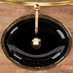 Умивальник Rea Margot 52x40 black gold (REA-U8978) - мініатюра 4