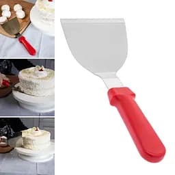 Шпатель скребок лопатка для теста из нержавеющей стали с пластиковой ручкой 25 см, Kitchen Master Красный 85287