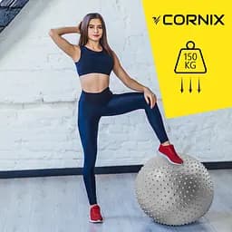 М'яч для фітнесу (фітбол) Cornix 55 см масажний Anti-Burst Silver XR-0471 - мініатюра 10