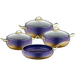 Набір каструль O.M.S. Collection 3023 з гранітним покриттям 7 предметів Синій (Туреччина)