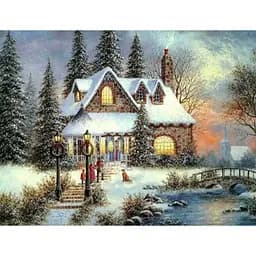 Алмазна мозаїка 40*50 см зі стразами на підрамнику повна викладка Ніч перед Різдвом Зима