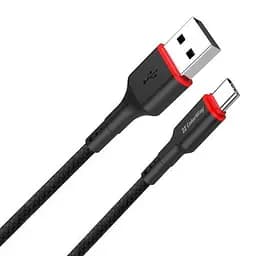 Кабель USB AM - Type-C, 1 м, чорний, ColorWay, 2.4A, Braided Nylon (CW-CBUC064-BK)