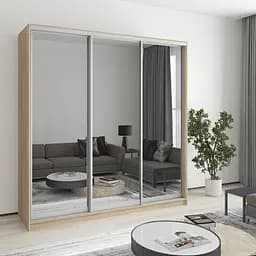 Шкаф-купе трехдверный MebelStar Комбо AL 3 Зеркала 200x60x240 см Дуб сонома (MBS-1783)