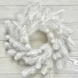 Вінок новорічний різдвяний Hvoya Lux з литої хвої білий 40 см