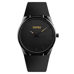 Часы наручные Skmei 9156 кожаный ремешок Black Black (16707)