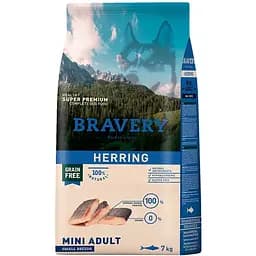 Сухий корм для дорослих собак дрібних порід Bravery Herring Mini Adult, з оселедцем, 7 кг