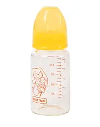 Бутылочка для кормления Baby Team, стеклянная, 150 мл, желтый (1210_зайчик)