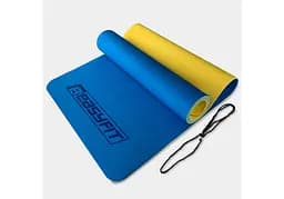 Коврик для йоги и фитнеса EasyFit TPE+TC 6 мм двухслойный синий-желтый (EF-1924-BEY)