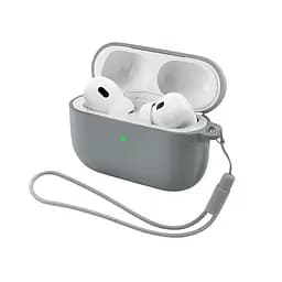 Силіконовий чохол для навушників Apple AirPods Pro 3, Silicone Case with straps, сірий, захисний чохол з ремінцем, ультратонкий і легкий, повний захист, з підвіскою, м"який силікон, ArmorStandart (ARM88295)