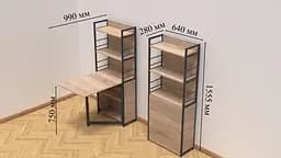Стіл книжка з етажеркою Практик 2 Ferrum-decor 1555x640x990 Чорний метал ДСП Дуб Сонома 16 мм (FRD-104628) - мініатюра 2
