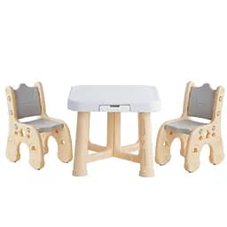 Дитячий функціональний столик і два стільчики Poppet Класик, сірий (PP-001C)
