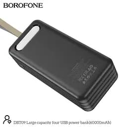 Портативний акумулятор BOROFONE DBT09 Large papacity four USB 60000mAh чорний - мініатюра 6