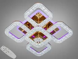 Люстра стельова LED Diasha S2205/4+1G, 65W, 3200K-6000K, золото, сучасний стиль, пульт, димер