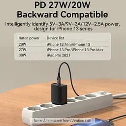 Зарядний пристрій Vention USB-C 30W PD3.0 QC4.0 PPS Black (FAIB0-EU) - мініатюра 4