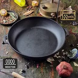 Сковорода чавунна жаровня з литими ручками Maysternya Ø32 см підходить для індукційних плит 81426