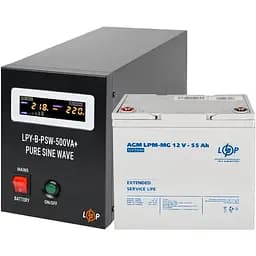 Комплект резервного живлення для котла LogicPower ДБЖ + батарея UPS B500 + АКБ MG 720W