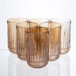 Набір склянок із товстого скла 6 штук по 400 мл бурштиновий HP-19-247 склянка прозора для напоїв Yiwu HP-19-247