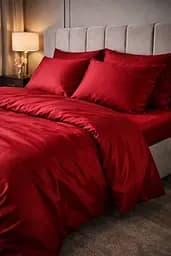 Комплект постельного белья евро 200х220 см сатин бордовый TC303376215