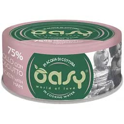 Вологий корм Oasy Cat Wet More Love для дорослих котів курка з шинкою 70 г