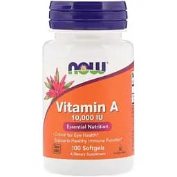 Витамины и минералы NOW Vitamin A 10000 IU, 100 капсул