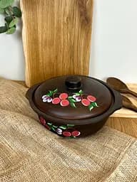 Казан з кришкою керамічний (глиняний) різьблений Вишня 3 л - мініатюра 2