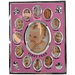 Мультирамка Альбом новонародженого для 13 фото рожева 23.5 х 18.5 х 2 см