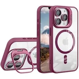 Чохол із підставкою MagSafe TPU PC Metal Stand Case Apple iPhone 15 Pro Max Plum