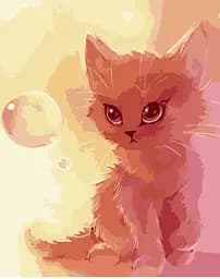 Набір для розпису по номерах Кошеня з бульбашкою, Strateg, 40x50 см, DY187