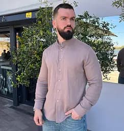 Сорочка чоловіча з мусліну 32775 3XL какао
