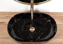 Умивальник Rea Nadia 61x38,5 black marble shiny (REA-U0539), Глянцева - мініатюра 3