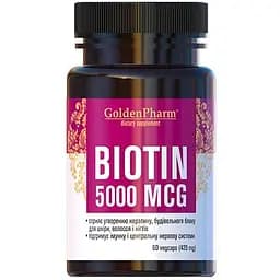 Вітаміни та мінерали Golden Pharm Biotin 5000 mcg, 60 вегакапсул