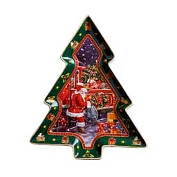 Блюдо сервірувальне новорічне для закусок Santa 29 × 24 × 2 порцелянове Yiwu HP-SDHK-18