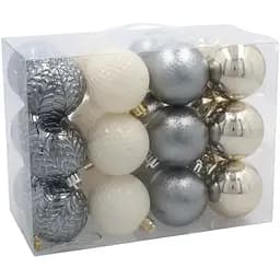 Комплект ялинкових кульок Chomik пластикові 6 см мікс кольорів 24 шт. (GIF9988)