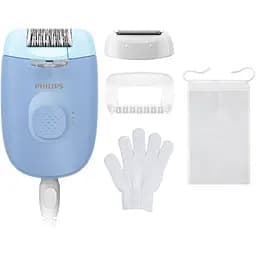 Епілятор Philips Series 2000 дисковий від мережі сухий з підсвіткою 2 насадки блакитний (BRE247/00)