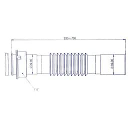 Гнучка труба для сифона Bakimay PL 1303 ⌀ 32х32 мм 250-750 мм 30412 - мініатюра 2