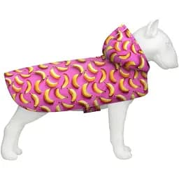 Дощовик-накидка з капюшоном для собак Waudog Clothes, малюнок "Банани на рожевому", XL, А 55-61 см, B 68-80 см, С 42-52 см