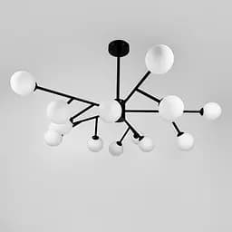 Потолочная люстра в черном корпусе на 15 белых плафонов Ø 100 см Ст. AOC 19/15 BK G9 Line F