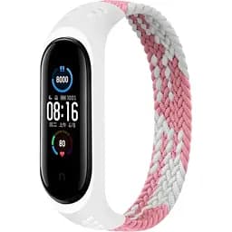 Ремешок BeCover Elastic Nylon Style для Xiaomi Mi Smart Band 5 / Mi Smart Band 6 Size S Pink-White (706142)