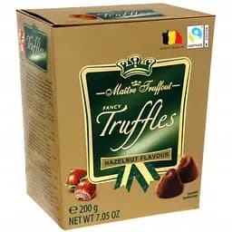 Цукерки Maitre Truffout Fancy Gold Truffles Hazelnut Flavour з лісовим горіхом 200 г 